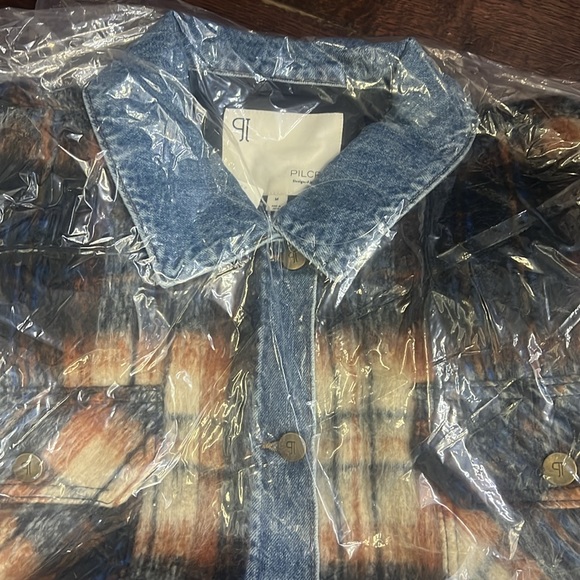 Pilcro plaid denim jacket Anthropologie new blue jacket - Picture 6 of 13